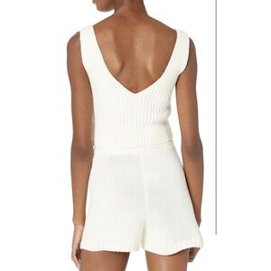 The Drop Sylvie Taupe Knit Cropped V Neck Tank Top Women's Size Small NWT